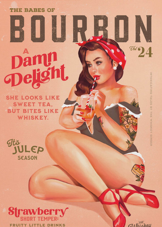 Bourbon Babes Vol 22 Vintage Pinup Flicka Dricker En Cocktail | Poster