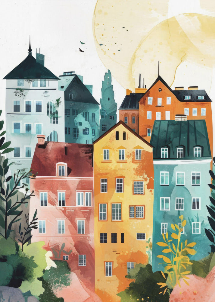 Digital målning av akvarell i Warszawa | Canvas