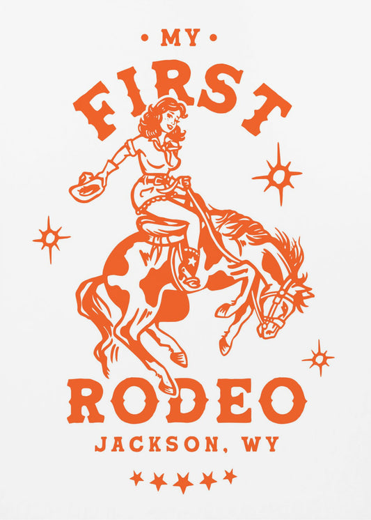 Min första rodeo, Jackson, Wyoming, cowgirl med häst | Canvas