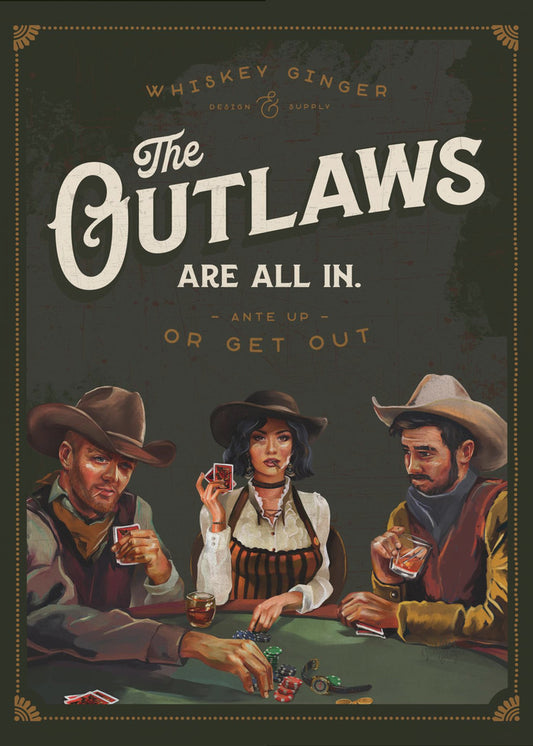 Outlaws Are All In Cool Cowboy Poker Konst | Canvastavla