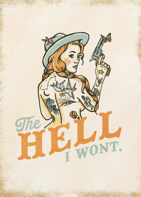Helvete, jag kommer inte att göra fräck tatuering Pinup Girl | Canvastavla