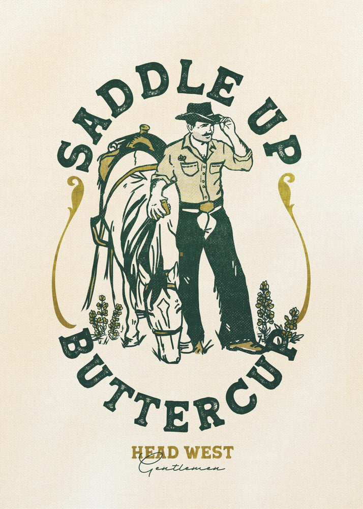 Konsttryck med cowboy och häst från Saddle Up Buttercup | Canvastavla