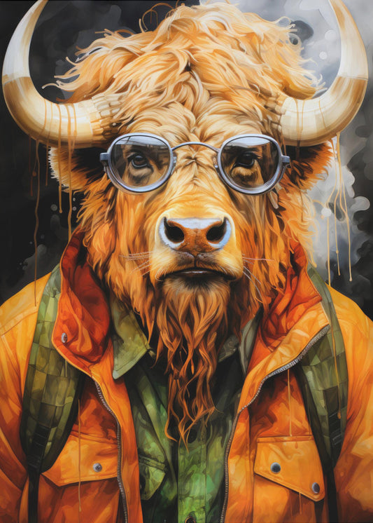 Akvarell djurkonst i buffel | Poster