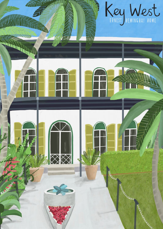 Ernest Hemingways hem, Key West Hemingway, Florida av konstnären Carla Daly | Canvastavla