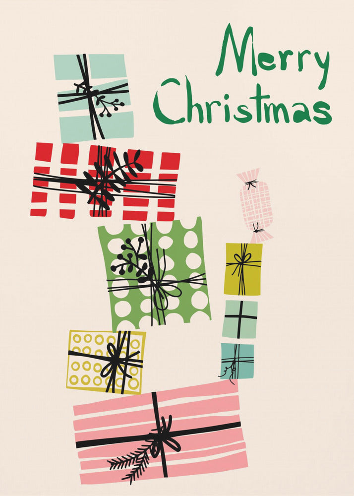 Vagga hög med julklappar | Poster