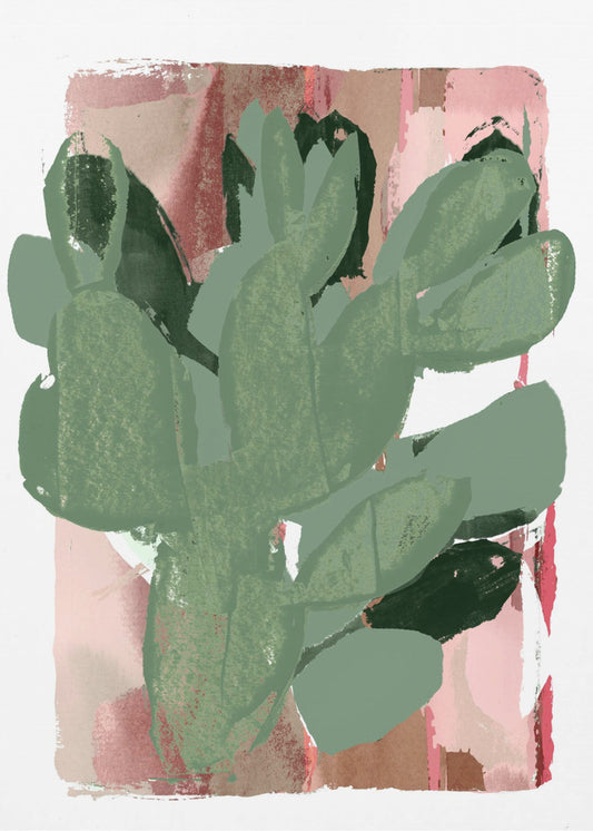 Kaktusgrön Rosa 3 | Canvas