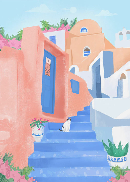 Santorini gata | Canvastavla