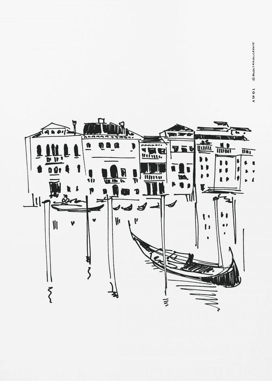 Venice Grand Canal With Gondola, Italy Travel Art Print | Canvas