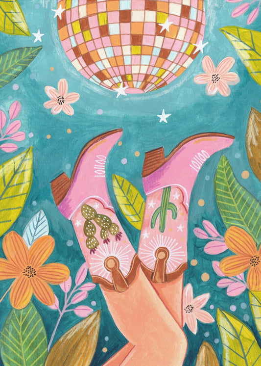 Cowboy boots and disco ball | Poster
