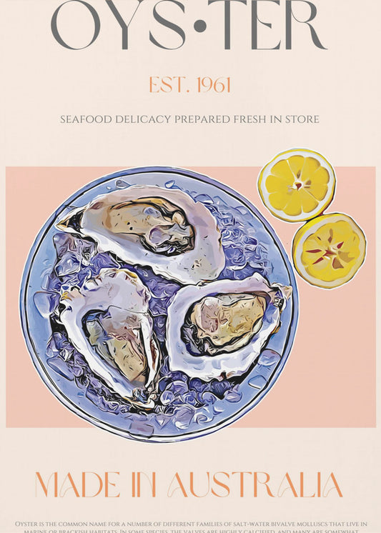 Färska ostron med citronskivor | Poster