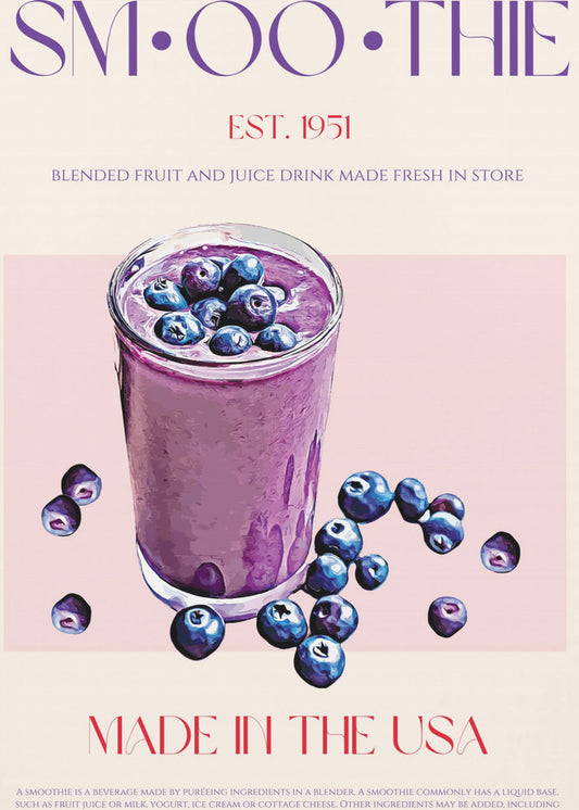 Illustration av blåbärssmoothie | Poster
