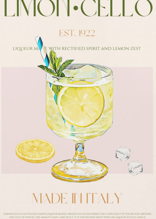 Illustration av en limoncello-dryck | Poster