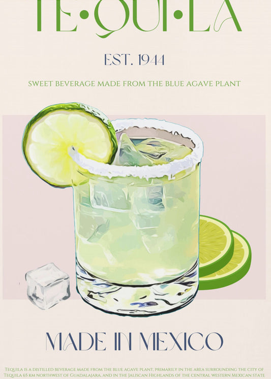 Tequiladryck med lime och is | Poster