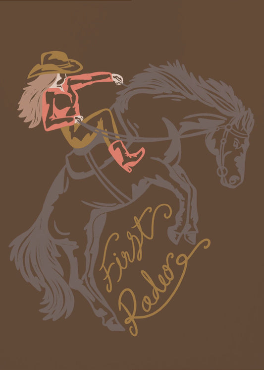 Cowgirl som rider på en ryggande häst | Canvas