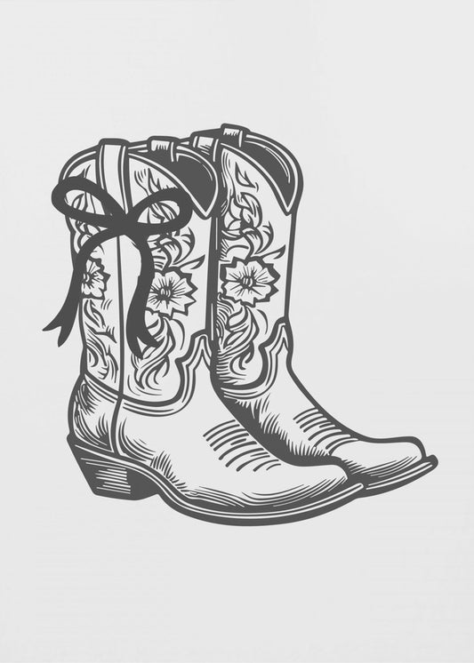 Svarta Cowgirl-stövlar med rosett | Canvas