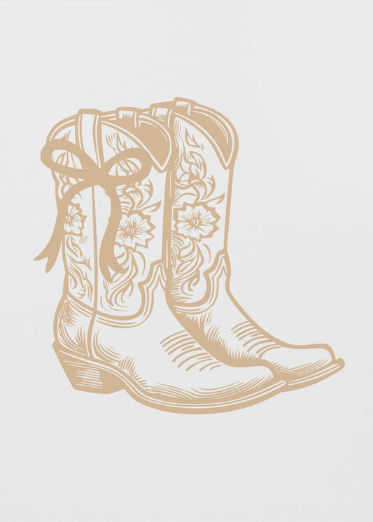 Neutrala Cowgirl-stövlar med rosett | Canvas