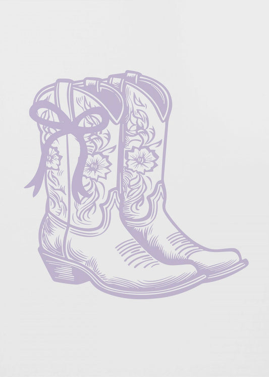 Lila Cowgirl-stövlar med rosett | Canvas