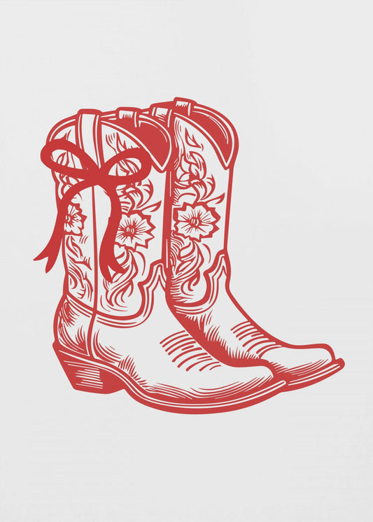 Röda Cowgirl-stövlar med rosett | Canvas