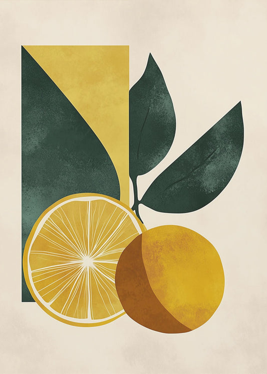 Gul citron med gröna blad Lugn | Canvastavla
