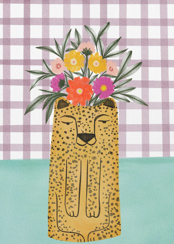 Leopard och blommor | Canvas
