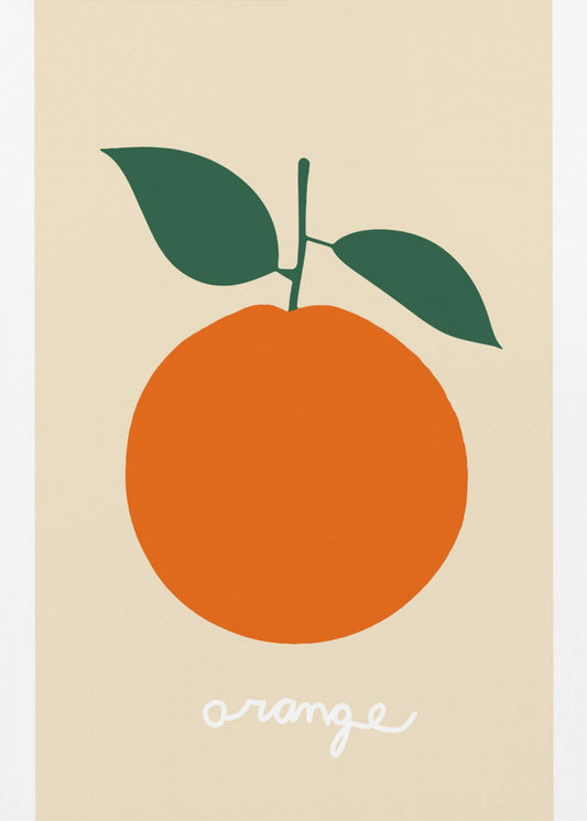 Stiliserad orange med mörkgröna blad | Canvas
