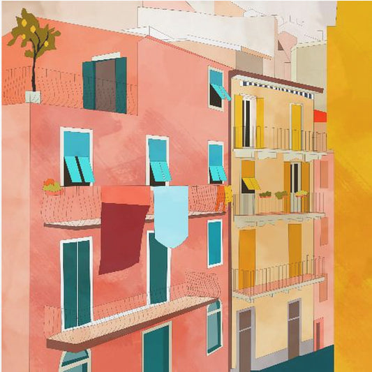 Hus i Little Italy | Canvastavla