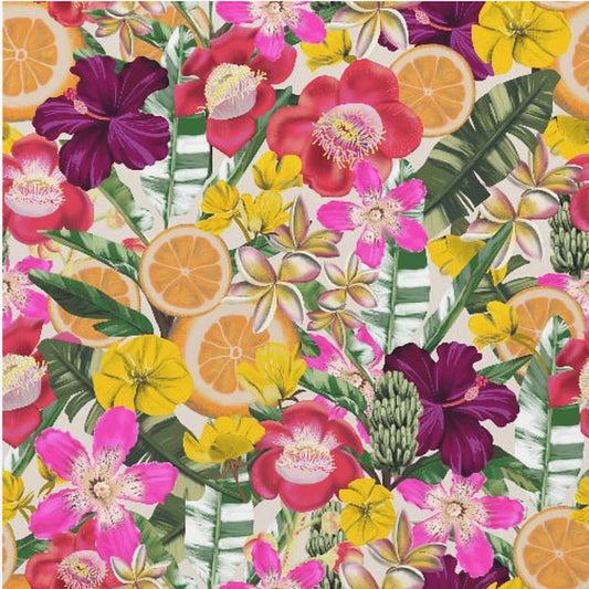 Blommor och fruktmönster svart | Poster